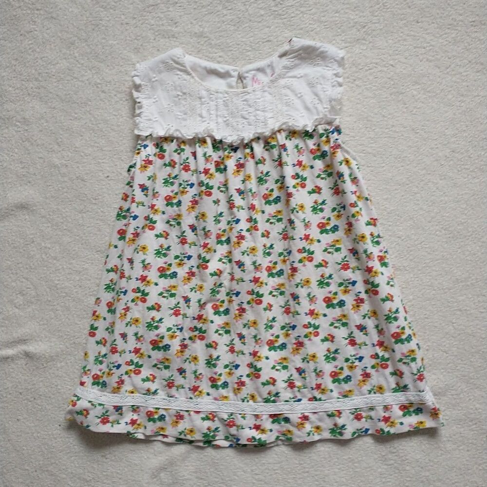 Mini Boden White Floral Cotton Sundress - Girls